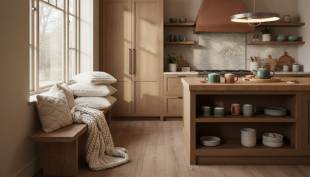 Contemporary Kitchen Interior Space Backgroundの写真素材