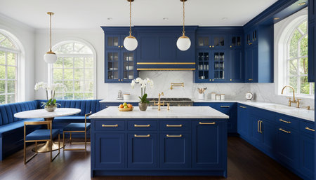 Contemporary Kitchen Interior Space Backgroundの写真素材