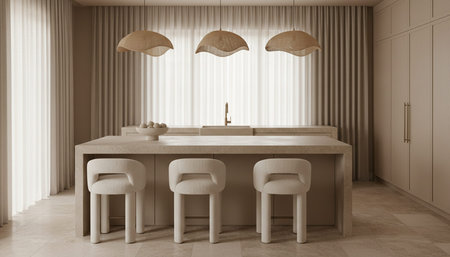 Contemporary Kitchen Interior Space Backgroundの写真素材