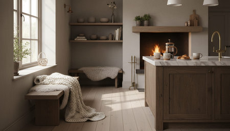 Contemporary Kitchen Interior Space Backgroundの写真素材