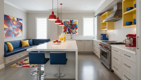 Contemporary Kitchen Interior Space Backgroundの写真素材