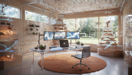 Modern Creative Workspace Interior Scene Background