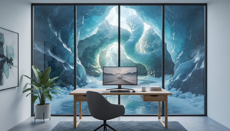 Modern Creative Workspace Interior Scene Background