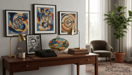 Modern Creative Workspace Interior Scene Background