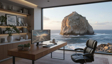 Modern Creative Workspace Interior Scene Background