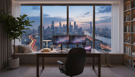 Modern Creative Workspace Interior Scene Background