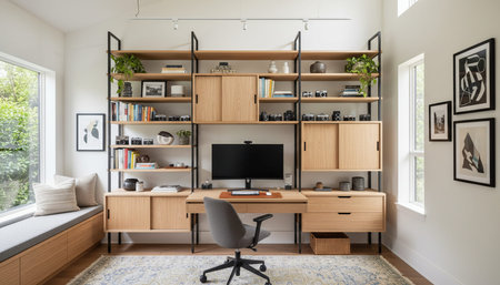 Modern Creative Workspace Interior Scene Background