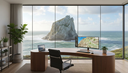 Modern Creative Workspace Interior Scene Background