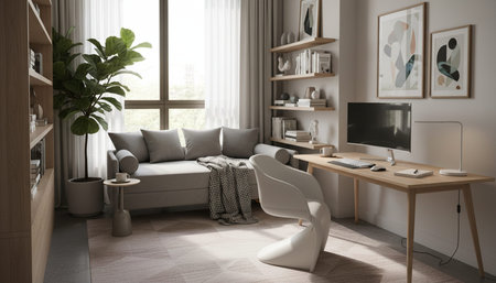 Modern Creative Workspace Interior Scene Background