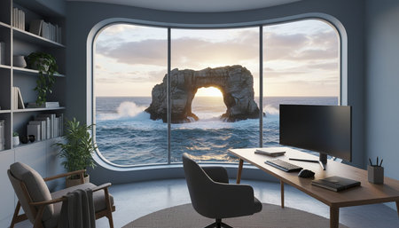 Modern Creative Workspace Interior Scene Background