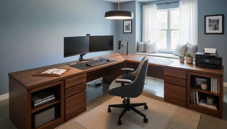 Modern Creative Workspace Interior Scene Background