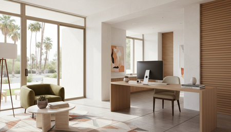 Modern Creative Workspace Interior Scene Background