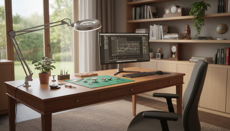 Modern Creative Workspace Interior Scene Background