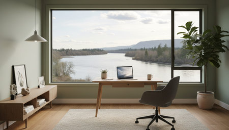 Modern Creative Workspace Interior Scene Background