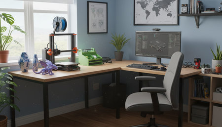 Modern Creative Workspace Interior Scene Background