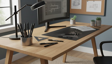 Modern Creative Workspace Interior Scene Background