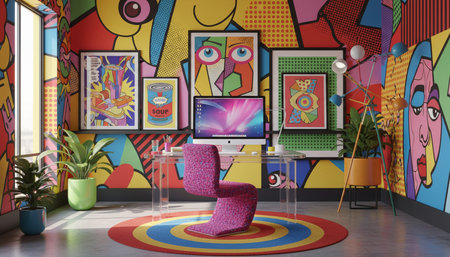 Modern Creative Workspace Interior Scene Background