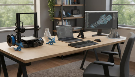 Modern Creative Workspace Interior Scene Background