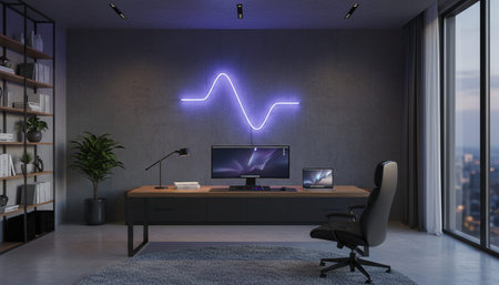 Modern Creative Workspace Interior Scene Background