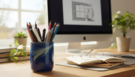 Modern Creative Workspace Interior Scene Background