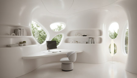 Modern Creative Workspace Interior Scene Background