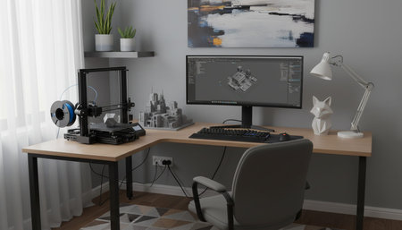 Modern Creative Workspace Interior Scene Background