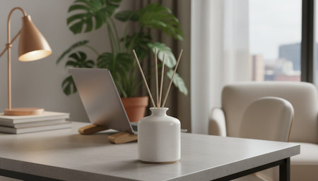 Modern Creative Workspace Interior Scene Background