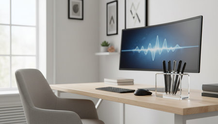 Modern Creative Workspace Interior Scene Background