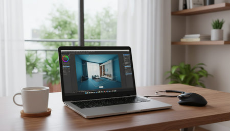 Modern Creative Workspace Interior Scene Background