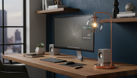 Modern Creative Workspace Interior Scene Background