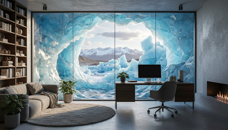 Modern Creative Workspace Interior Scene Background