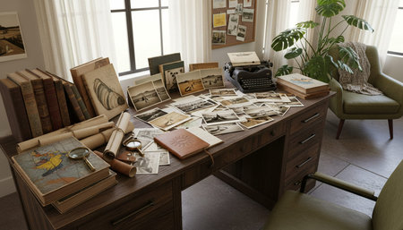 Modern Creative Workspace Interior Scene Backgroundの写真素材