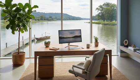 Modern Creative Workspace Interior Scene Background
