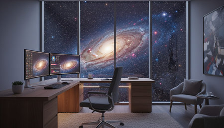 Modern Creative Workspace Interior Scene Background