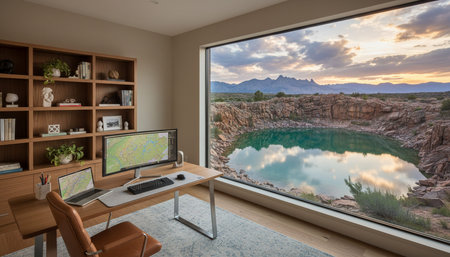 Modern Creative Workspace Interior Scene Background
