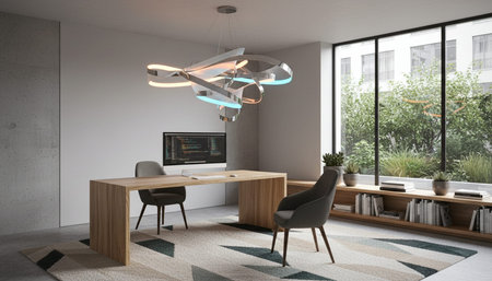 Modern Creative Workspace Interior Scene Background