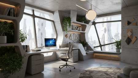 Modern Creative Workspace Interior Scene Background