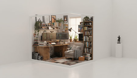 Modern Creative Workspace Interior Scene Background