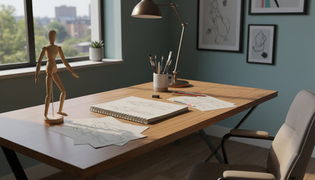 Modern Creative Workspace Interior Scene Background