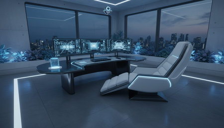 Modern Creative Workspace Interior Scene Background