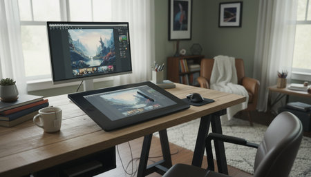 Modern Creative Workspace Interior Scene Background