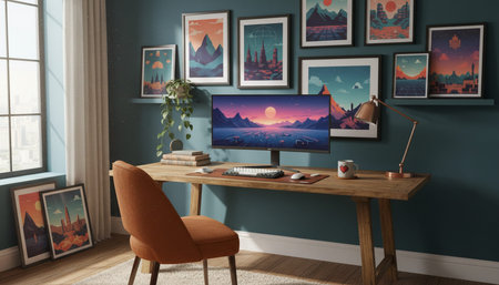 Modern Creative Workspace Interior Scene Background