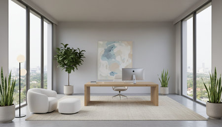 Modern Creative Workspace Interior Scene Background