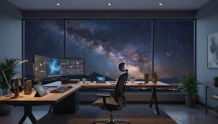 Modern Creative Workspace Interior Scene Background