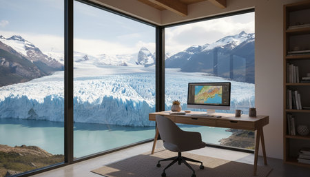 Modern Creative Workspace Interior Scene Background