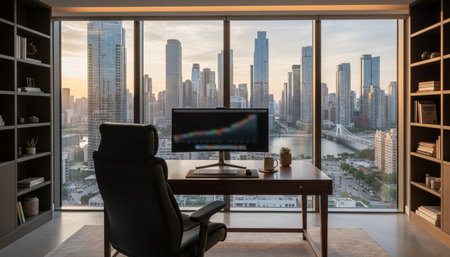 Modern Creative Workspace Interior Scene Background