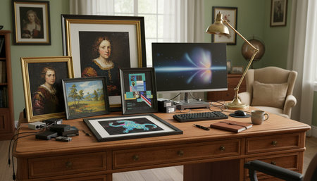 Modern Creative Workspace Interior Scene Background