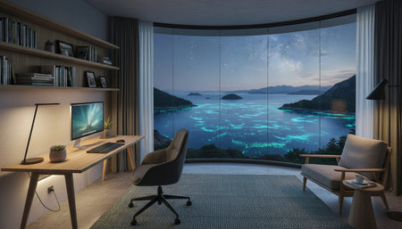 Modern Creative Workspace Interior Scene Background