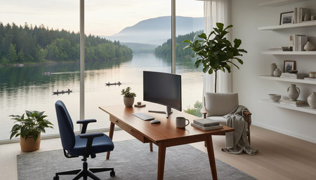 Home Office and Art Studio Interior Backgroundの写真素材