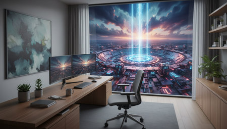 Home Office and Art Studio Interior Background